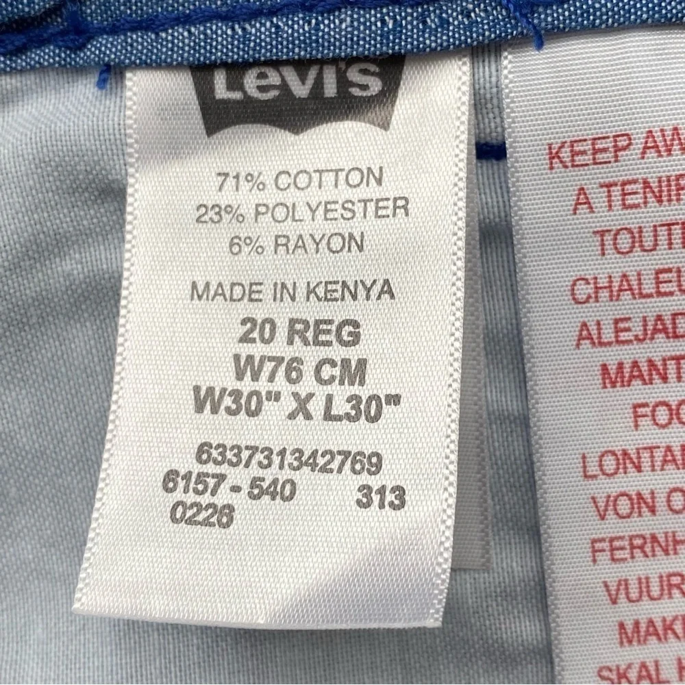 Levi's Boys Blue Ripstop Long Cargo Shorts Relaxed Fit Size 20 Regular
